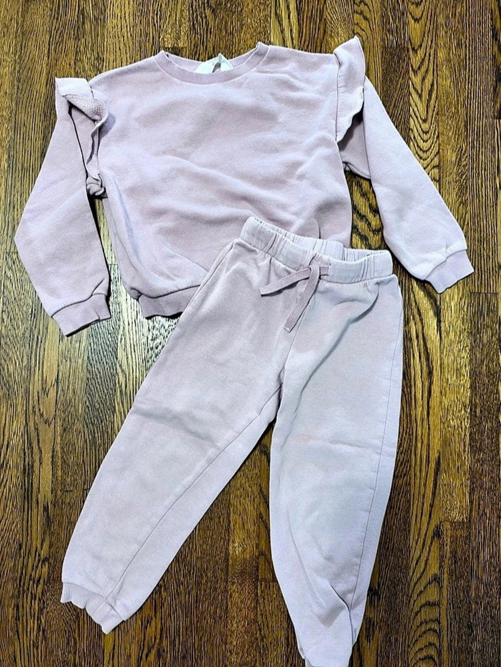 H&M Girls Pink Ruffle Sweat Set 4T